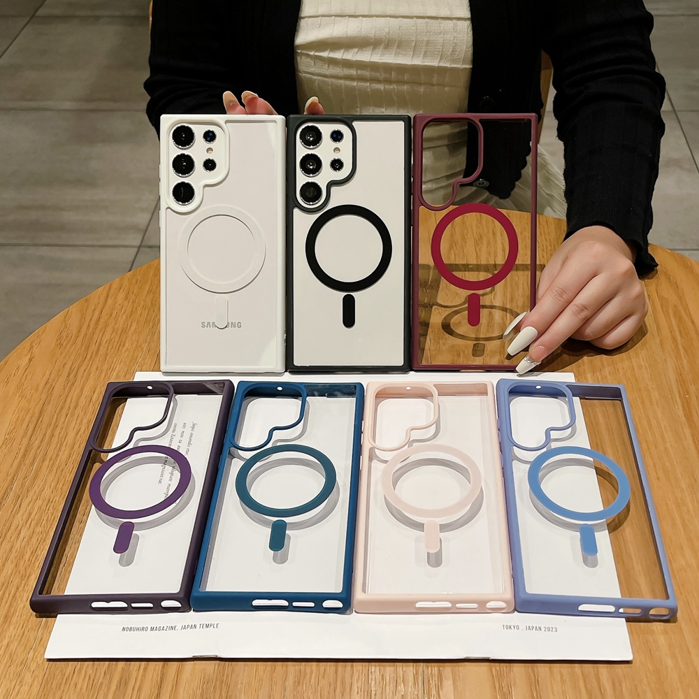 9 สีลูกกวาดชาร์จแม่เหล็กสําหรับ Samsung Galaxy S25 S24 S23 S22 Ultra S23 Plus S23 FE อะคริลิคโปร่งใส
