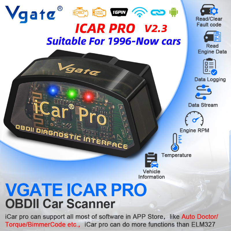 Vgate iCar Pro ELM327 V2.3 OBD2 เครื่องอ่านโค้ด WIFI บลูทูธ 4.0 สําหรับ Android & IOS OBD 2 เครื่องมือวิเคราะห์รถยนต์