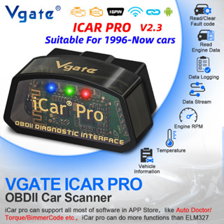 Vgate iCar Pro ELM327 V2.3 OBD2 เครื่องอ่านโค้ด WIFI บลูทูธ 4.0 สําหรับ Android &amp; IOS OBD 2 เครื่องมือวิเคราะห์รถยนต์