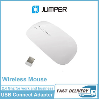 Jumper White Wireless Mouse with USB Adapter สําหรับแล็ปท็อป คอมพิวเตอร์ โทรศัพท์มือถือ