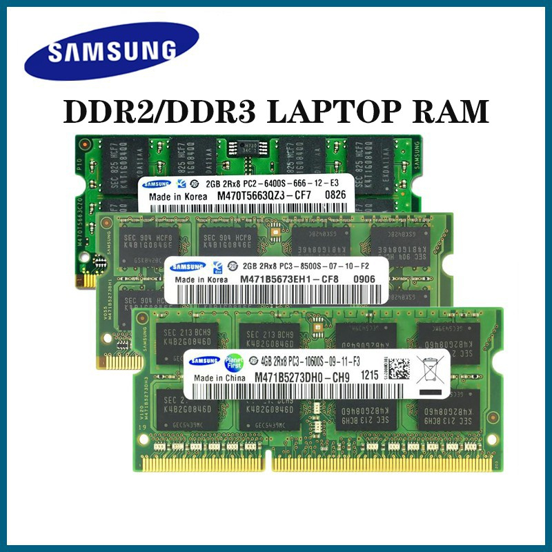 แรมหน่วยความจําแล็ปท็อป โน้ตบุ๊ก Samsung original 2GB 4GB 8GB Notebook RAM Ddr2 Ddr3 800 1066 1333 1600mhz Ddr3L Sombalm RAM Ddr3L