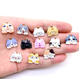 เครื่องประดับ สร้อยคอ สร้อยข้อมือ จี้การ์ตูนแมวน่ารัก สีสันสดใส DIY จํานวน 4 ชิ้น