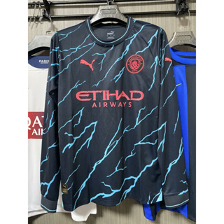 เสื้อกีฬาแขนยาว ลายทีมชาติฟุตบอล MCI Second Away Game 23-24 คุณภาพสูง ไซซ์ S-XXL