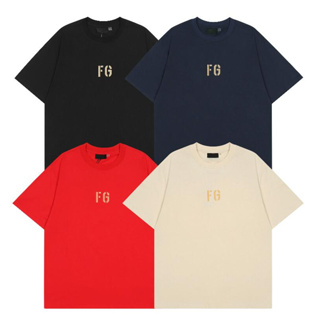 Fog เสื้อยืด คอกลม แขนสั้น ผ้าฝ้าย พิมพ์ลาย flocking แฟชั่นสําหรับผู้ชาย และผู้หญิง