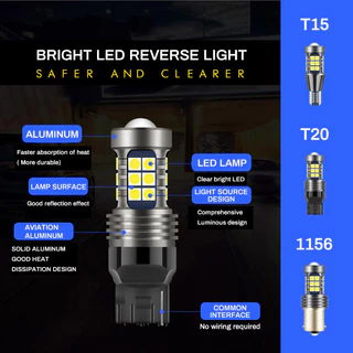YIRAY 27LED รถ LED หลอดไฟถอยหลัง Flash & Non Flash T15/W16W T20/7440 1156/P21W 27chips หลอดไฟสํารองแสงสีขาว (Striobe 3 ครั้ง + คงที่)