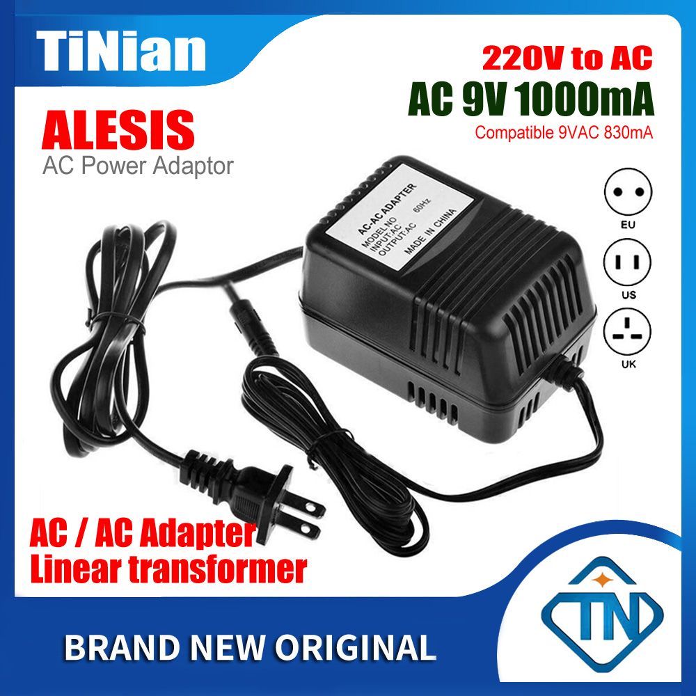 220v ถึง AC / AC Adapter 9V 1000mA (9VAC 830mA) สำหรับ ALESIS Nanobass Nanocompressor Nanosynth &amp; Nanopiano 64 Voice Stereo Piano Module