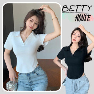 Betty House🎀 เสื้อครอป🍓คอวี เสื้อครอปคอปกกุ๊นขอบ ทรงเข้ารูป สไตล์หวาน เนื้อผ้านิ่ม🌟พร้อมส่ง 💥พร้อมส่งจากกทม มาถึงใน 3-5 วัน