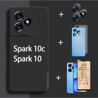 4in1 Tecno spark 10c เคสโทรศัพท์ spark 10 ฟิล์มป้องกันเซรามิก + ฟิล์มเลนส์ + ฟิล์มด้านหลัง Angel eyes เคสโทรศัพท์ ฝ้าสี กันกระแทก นิ่ม TPU