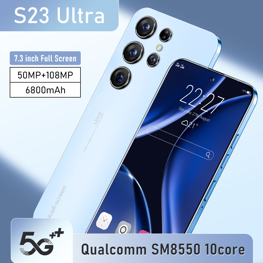 ใหม่ 100% สมาร์ทโฟน Samsung S23 Ultra 5G หน้าจอ 7.3 นิ้ว แบตเตอรี่ 22GB+2TB 6800mAh 10 แกน