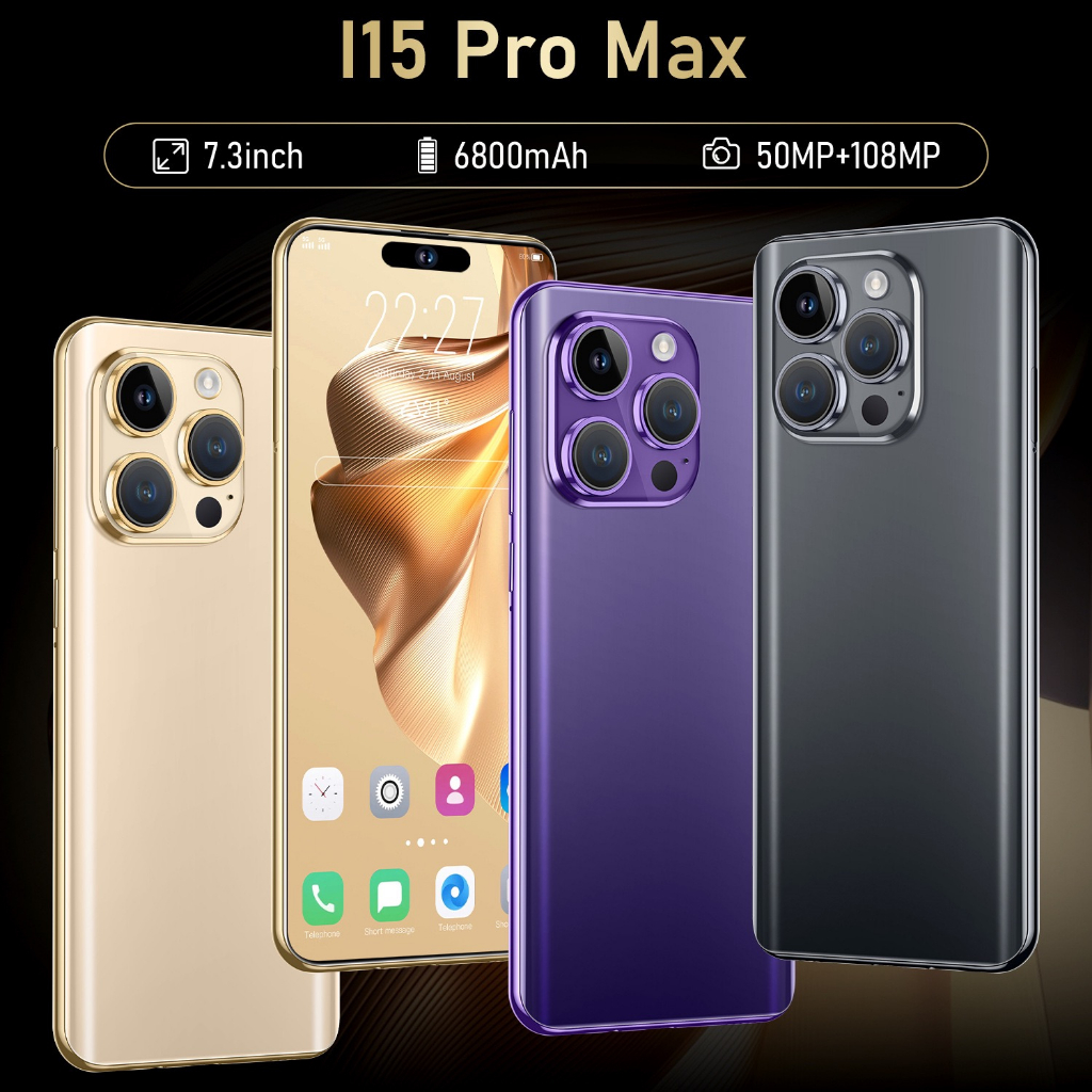 I15 ProMAX โทรศัพท์มือถือ หน้าจอขนาดใหญ่ 7.3 นิ้ว 16G+1T 6800mAh ระบบ Android13 เวอร์ชั่น US
