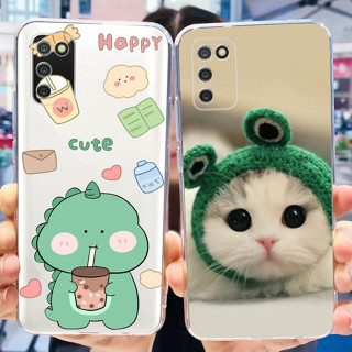 เคสโทรศัพท์ซิลิโคน TPU แบบนิ่ม ลายไดโนเสาร์ และแมว สําหรับ Samsung Galaxy A03S A03S A 03s A037F A037G