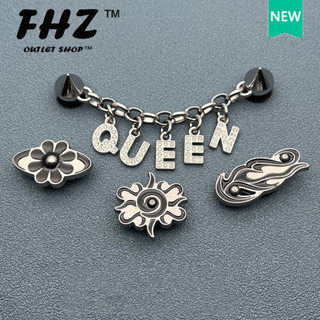 Fhz™ Crocs Charm Dark Queen สร้างสรรค์ จับคู่รูรองเท้า สําหรับผู้หญิงและผู้ชาย Diy Crocs Jbbitz