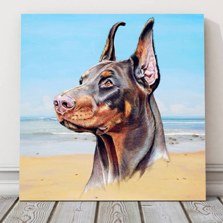 ภาพวาดจิตรกรรมฝาผนัง รูปสุนัข Doberman สําหรับตกแต่งบ้าน