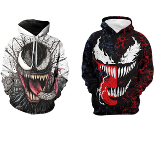 เสื้อกันหนาว มีฮู้ด พิมพ์ลายดิจิตอล Venom สําหรับผู้ชาย และผู้หญิง