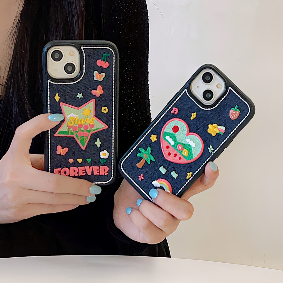 เคสโทรศัพท์มือถือ TPU แบบนิ่ม ปักลายหัวใจ สําหรับ iphone 14 Pro Max 13 Pro Max 12 Pro Max