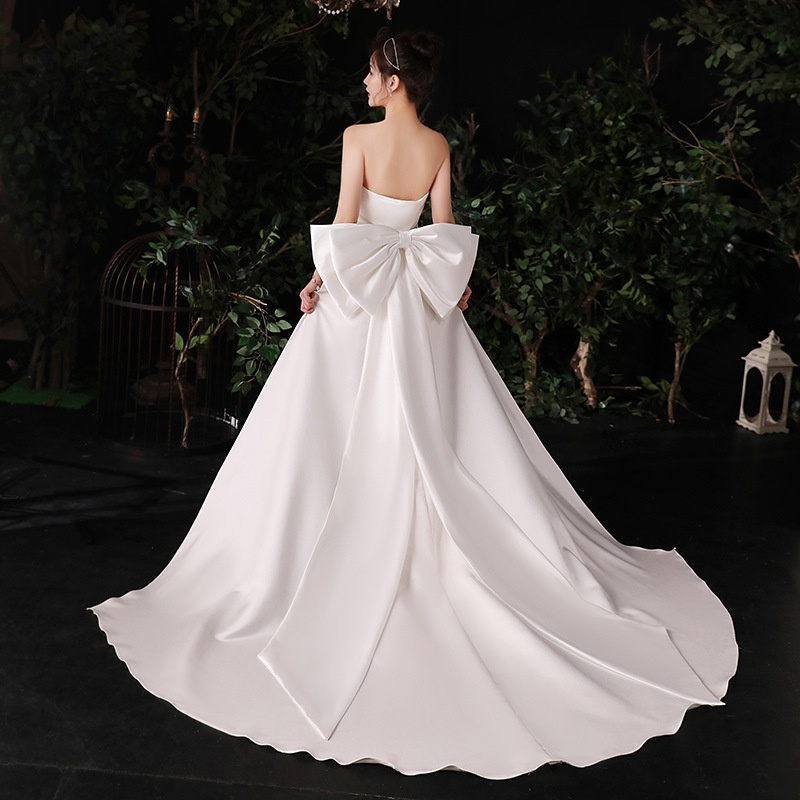 โบว์ผูกผม ผ้าซาติน ถอดออกได้ หางยาว สําหรับผู้หญิง ชุดแต่งงาน ปาร์ตี้ เครื่องประดับ มีหลายสี