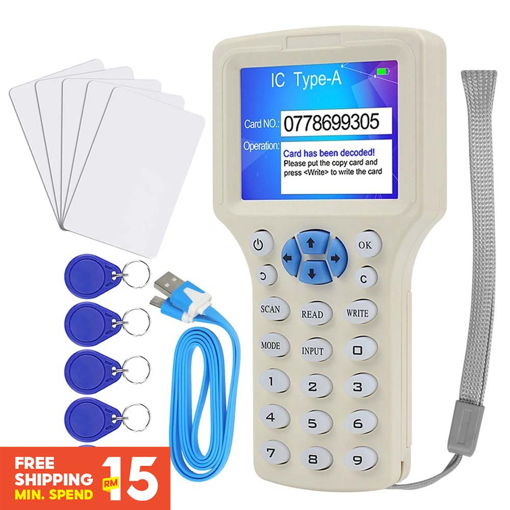 Rfid เครื่องอ่านการ์ดอัจฉริยะ 10 ความถี่ NFC 125KHz 13.56MHz เข้ารหัส ถอดรหัสคีย์ USB