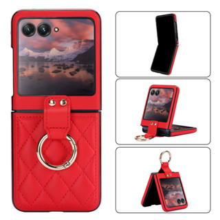 เคสโทรศัพท์มือถือหนัง พร้อมแหวนตั้งโทรศัพท์ สําหรับ Motorola Moto Razr 40 Ultra