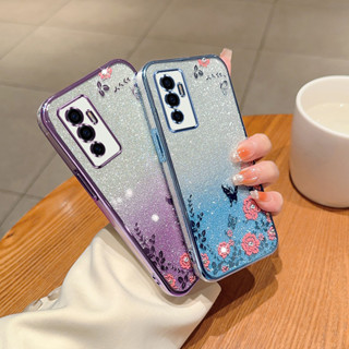 เคสโทรศัพท์มือถือแบบนิ่ม ไล่โทนสี กระพริบ หรูหรา สําหรับ Vivo V23E V23 V21 V21E