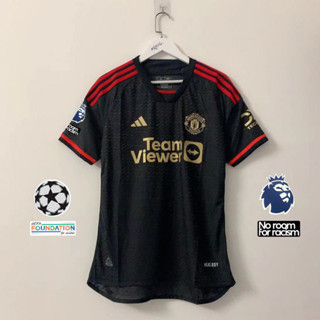 เสื้อกีฬาแขนสั้น ลายทีมผู้เล่น 23 24 Man U jersey Black Gold Classic Special Edition S - 2XL