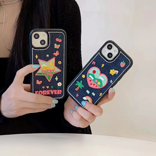 เคสโทรศัพท์มือถือ ผ้ายีน ลายหัวใจน่ารัก สําหรับ iPhone 11 12 12pro 12promax 13 13pro 13promax 14 14pro 14promax