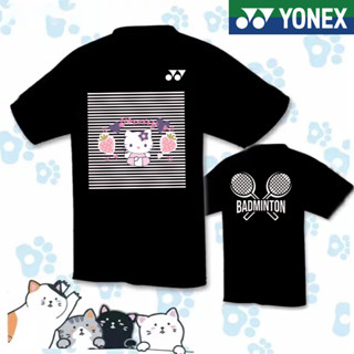 เสื้อกีฬาแบดมินตันแขนสั้น ลาย Hello Kitty สไตล์เกาหลี สําหรับผู้ชาย และผู้หญิง 2023