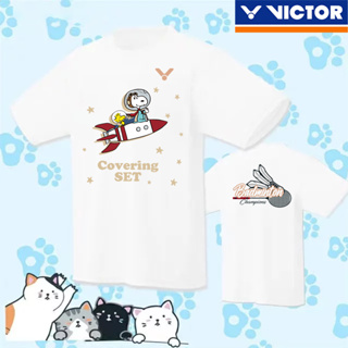 Victor 2023 ใหม่ เสื้อกีฬาแบดมินตัน "Snoopy" Co Brand Cultural Shirt แห้งเร็ว สําหรับผู้ชาย ผู้หญิง