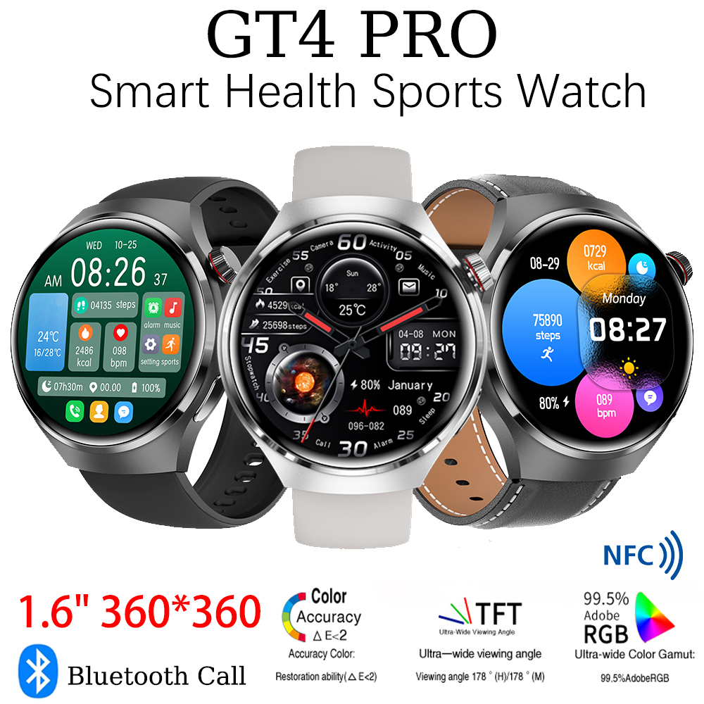 2024 ใหม่สมาร์ทนาฬิกาผู้ชาย GT4 Pro 360*360 HD หน้าจอ Heart Rate NFC บลูทูธ IP68 กันน้ําผู้ชายกีฬา S