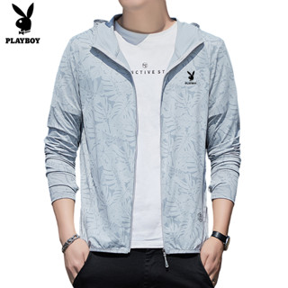 PLAYBOY ใหม่ฤดูร้อนน้ำแข็งผ้าไหมผู้ชายกีฬากลางแจ้งเสื้อผ้ากันแดด