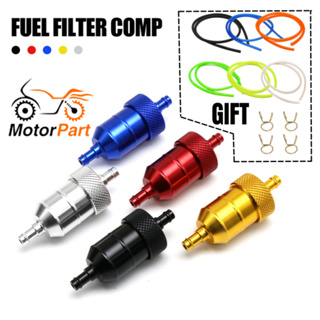 MOTOPARTS SHOP 8mm Petrol Fuel Filter Cleaner CNC Aluminium Oil Filter Comp with Fuel Line and Clips Universal Moto Parts