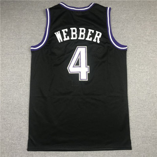 เสื้อกีฬาบาสเก็ตบอล ลายทีม Webber 4 Retro มีสีดํา สีม่วง