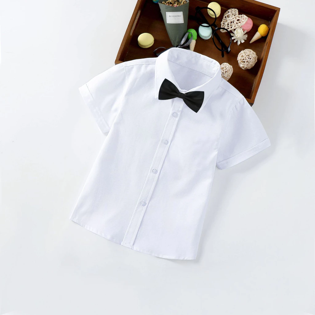 [แถมโบว์หูกระต่าย ฟรี!]เสื้อเชิ๊ตเด็ก แขนสั้น เสื้อเด็ก เชิ๊ตเด็กใน