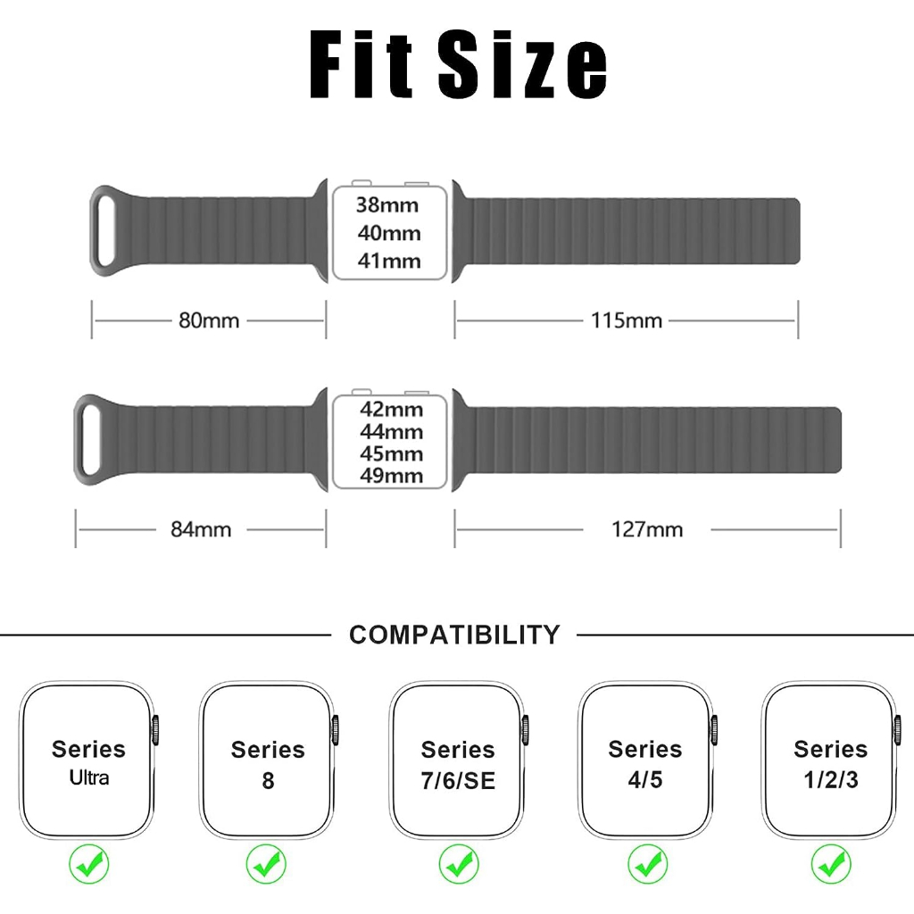 สายนาฬิกาข้อมือซิลิโคนแม่เหล็ก สําหรับ Apple Watch iwatch Ultra 49 มม. 45 มม. 44 มม. 42 มม. 41 มม. 40 มม. Series 8 7 SE 6 5 4 3