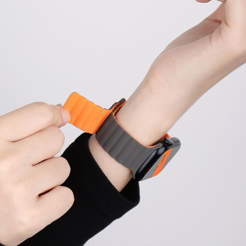 สายนาฬิกาข้อมือซิลิโคนแม่เหล็ก สําหรับ Apple Watch iwatch Ultra 49 มม. 45 มม. 44 มม. 42 มม. 41 มม. 40 มม. Series 8 7 SE 6 5 4 3