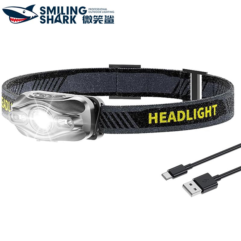 Smilingshark TD0143 ไฟคาดหัว ไฟหน้า led ไฟฉายคาดศีรษะ led Type-C เซนเซอร์สว่างมาก 5 โหมด พร้อมไฟสีแดง กันน้ํา สําหรับตกปลา ตั้งแคมป์ ปีนเขา ทํางาน