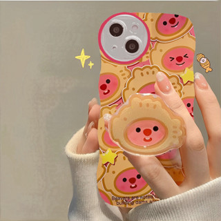 Cartoon Casing Redmi 9T Note 7 6 5 Pro Plus 4 4X S2 ins wave Edge Loopy Taiyaki beaver Fine Hole Airbag Anti-fall Clear Lens Soft Phone Case + Stand BW 92