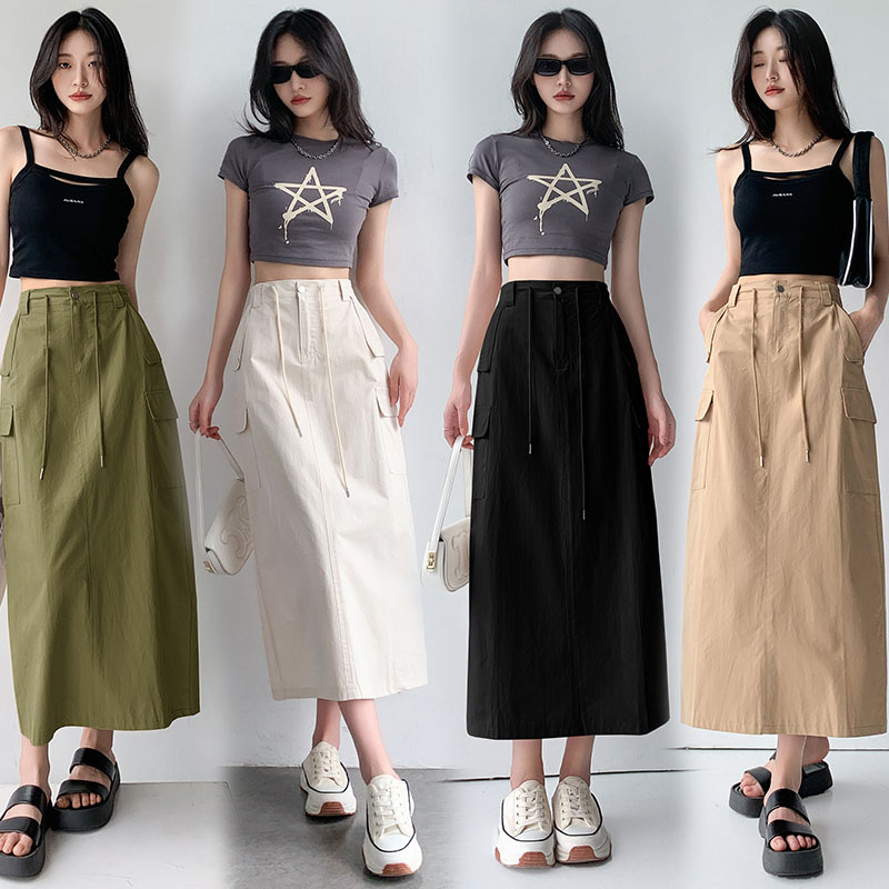 ซื้อ Hotgirl  พร้อมส่งจากกทม ✨กระโปรงบรรทุกสินค้า Cargo skirt🌸กระโปรงทำงานวินเทจสไตล์อเมริกัน กระโปรงผ่าข้างกีฬาลำลอง