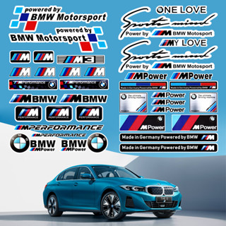 สติกเกอร์สะท้อนแสง ลายโลโก้ BMW สําหรับติดตกแต่งกระจกมองหลังรถยนต์ BMW E30 E39 G30 F30 F10 E60 X1 1 ชุด