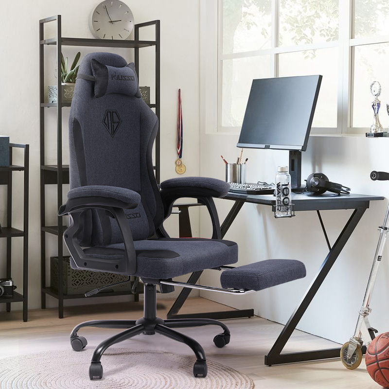 MUSSO 109B เก้าอี้เกมมิ่ง/สำนักงาน ผ้าเย็นไม่ลอก มีที่วางเท้า ปรับเอนได้ เก้าอี้เพื่อสุขภาพ Ergonomic รองรับสรีระ Gaming Chair Office Chair ราคา ถูกที่สุด ดีลบีเคเค แกลเลอรีภาพที่ 8