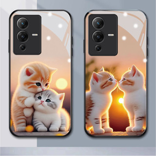 Zz เคสโทรศัพท์มือถือแบบแก้ว กันกระแทก ลายแมว Diy สําหรับ Vivo Y93 Y15 Y17 Y19 Y11 Y51 Y66 Y79 Y81 Y83 Y97 Y50 Y55 V11 V11i V15 pro V17 V19 V20 V20se V21