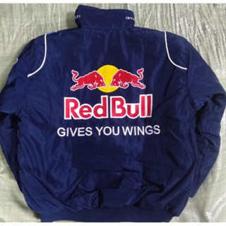 เสื้อแจ็กเก็ตลําลอง ผ้าฝ้าย ปักลาย Red Bull Fleet สไตล์อเมริกันเรโทร สําหรับแข่งรถจักรยานยนต์