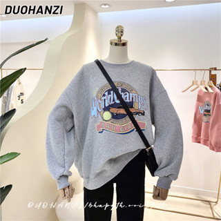 Duohanzi เสื้อกันหนาว คอกลม แขนยาว ทรงหลวม สไตล์เกาหลี สําหรับผู้หญิง