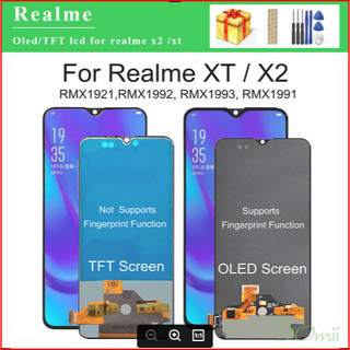 หน้าจอสัมผัสดิจิทัล LCD OLED TFT LCD 6.4 นิ้ว แบบเปลี่ยน สําหรับ OPPO Realme X2 EMX1991 Realme XT