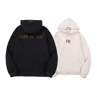 Fog เสื้อฮู้ดลําลอง ผ้าฝ้าย พิมพ์ลาย flocking แฟชั่นสําหรับทุกเพศ