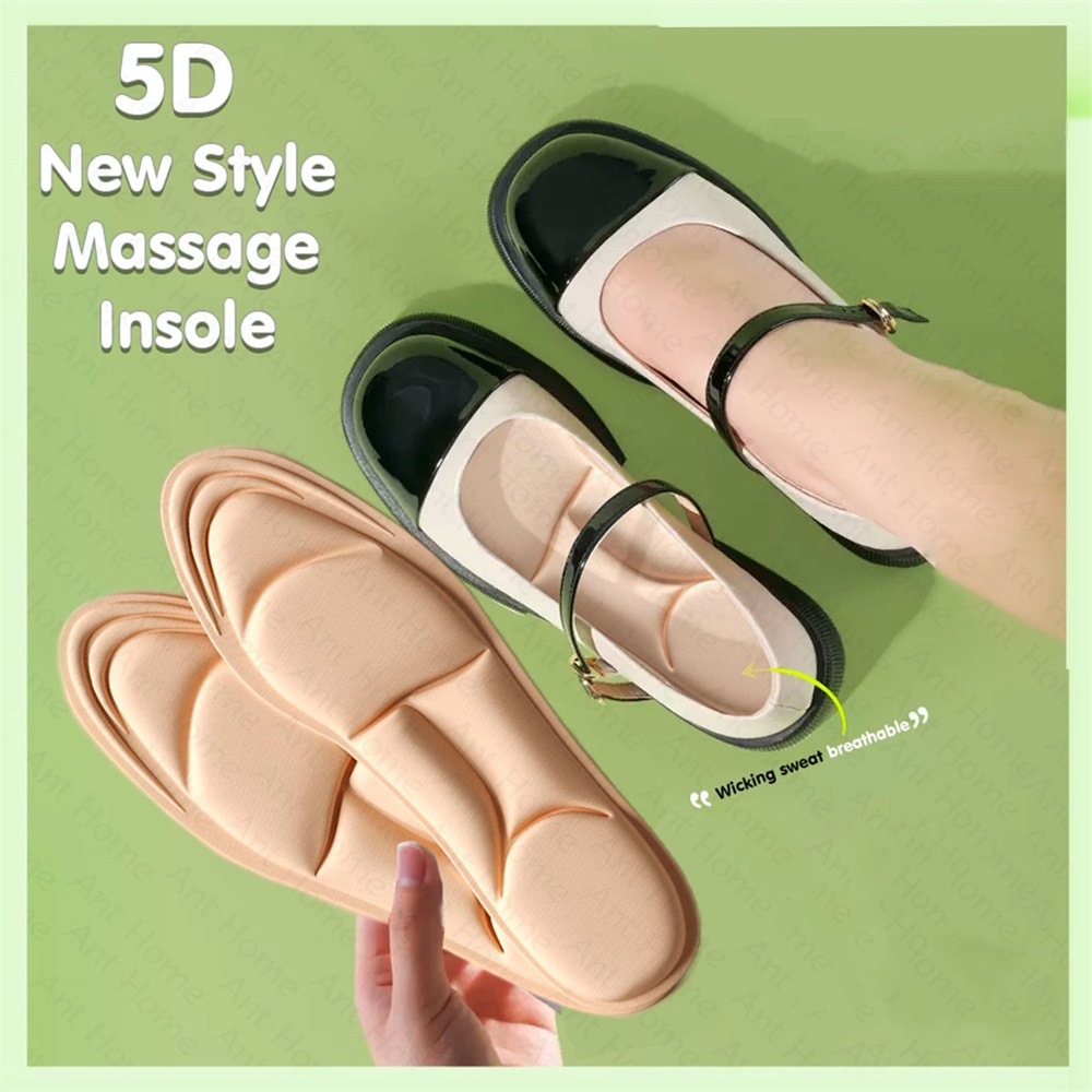 แผ่นรองพื้นรองเท้า ฟองน้ํานุ่ม 5D กีฬา แบบเต็ม บรรเทาอาการปวด สําหรับผู้หญิง (1 คู่)