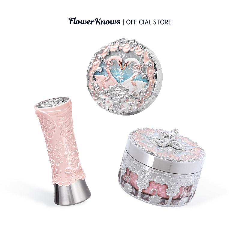 Flower Knows ชุดเครื่องสําอาง ลิปสติก บลัชออน รูปหงส์ และบัลเล่ต์ ลายดอกไม้