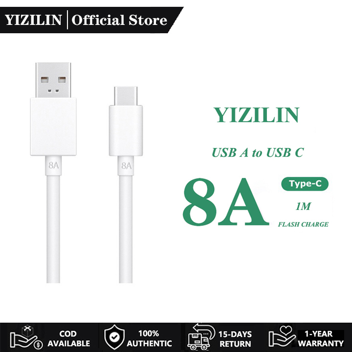 Yizilin สายชาร์จเร็ว 8A Type C 1 เมตร สําหรับ OPPO Find X X2 X3 X5 Pro Reno 2 3 4 4SE 5 6 7 7SE 8 Pr