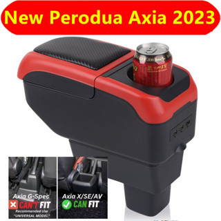 ใหม่ Perodua Axia 2023 กล่องเก็บของคอนโซลกลาง ที่พักแขน ปรับได้ พร้อมที่ชาร์จ USB อุปกรณ์เสริมในรถยนต์