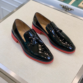 CHRISTIAN LOUBOUTIN รองเท้าหนังลําลอง สวมหุ้มข้อ สําหรับผู้ชาย สีแดง สไตล์คริสเตียน ระดับไฮเอนด์