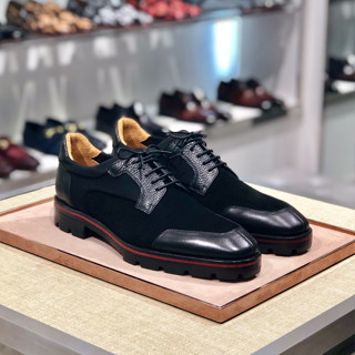 CHRISTIAN LOUBOUTIN รองเท้าหนังลําลอง สวมหุ้มข้อ สําหรับผู้ชาย สีแดง สไตล์คริสเตียน ระดับไฮเอนด์